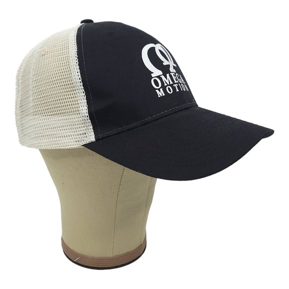 Omega Motion Mesh Strapback Cap Trucker Hat Vitronic Black White - Picture 5 of 12